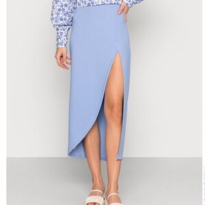Abercrombie & Fitch- NWT Midi Skirt High Asymmetrical Slit Periwinkle- Size XXL